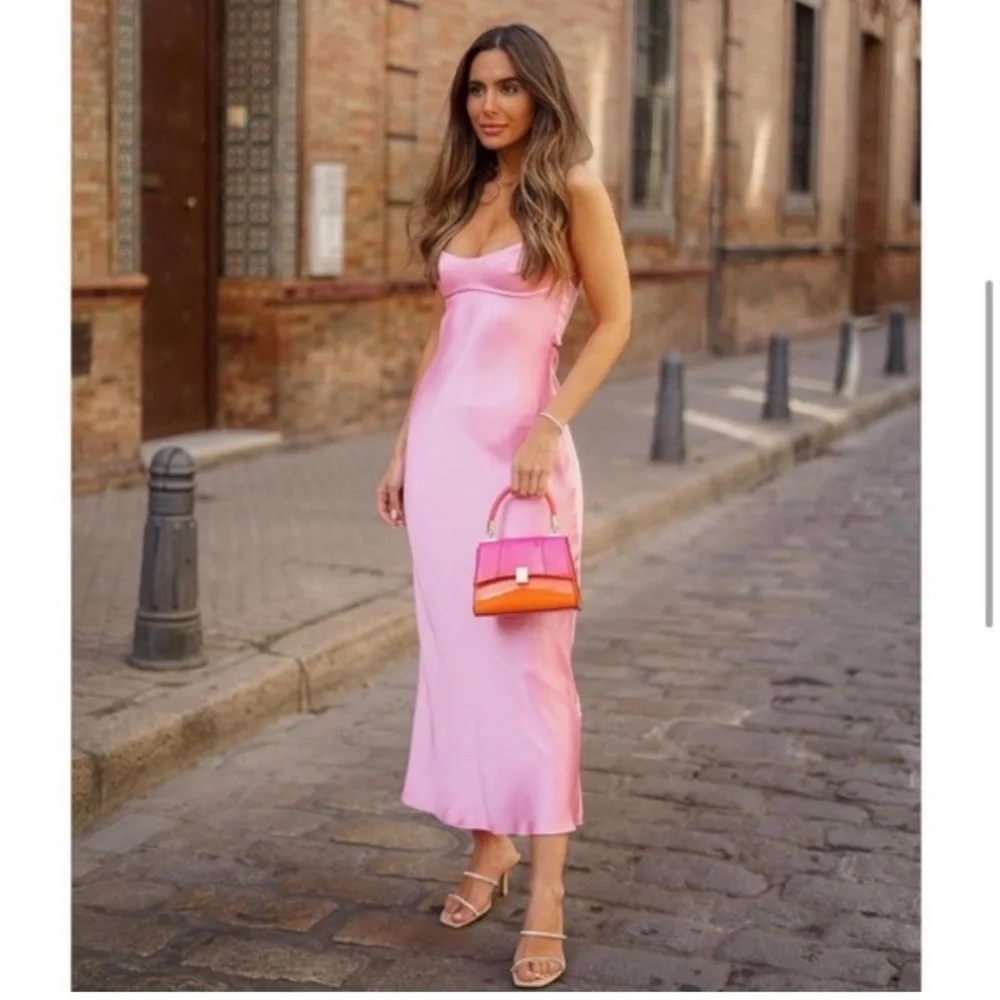 Zara Viral Slip Dress Out Pink Long Gown bloggers favourite - Picture 8 of 16